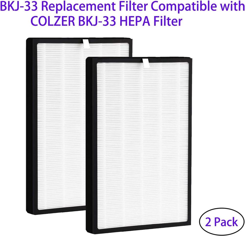 2 Pack BKJ-33 Replacement Filter For COLZER BKJ-33, 3 IN 1 Pre Filter True HEPA